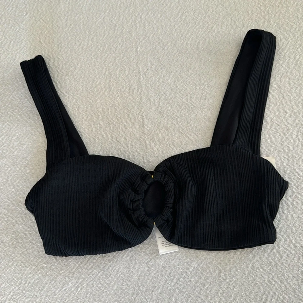 L*Space Pointelle Rib Willow Bikini Top, Size Small, $119